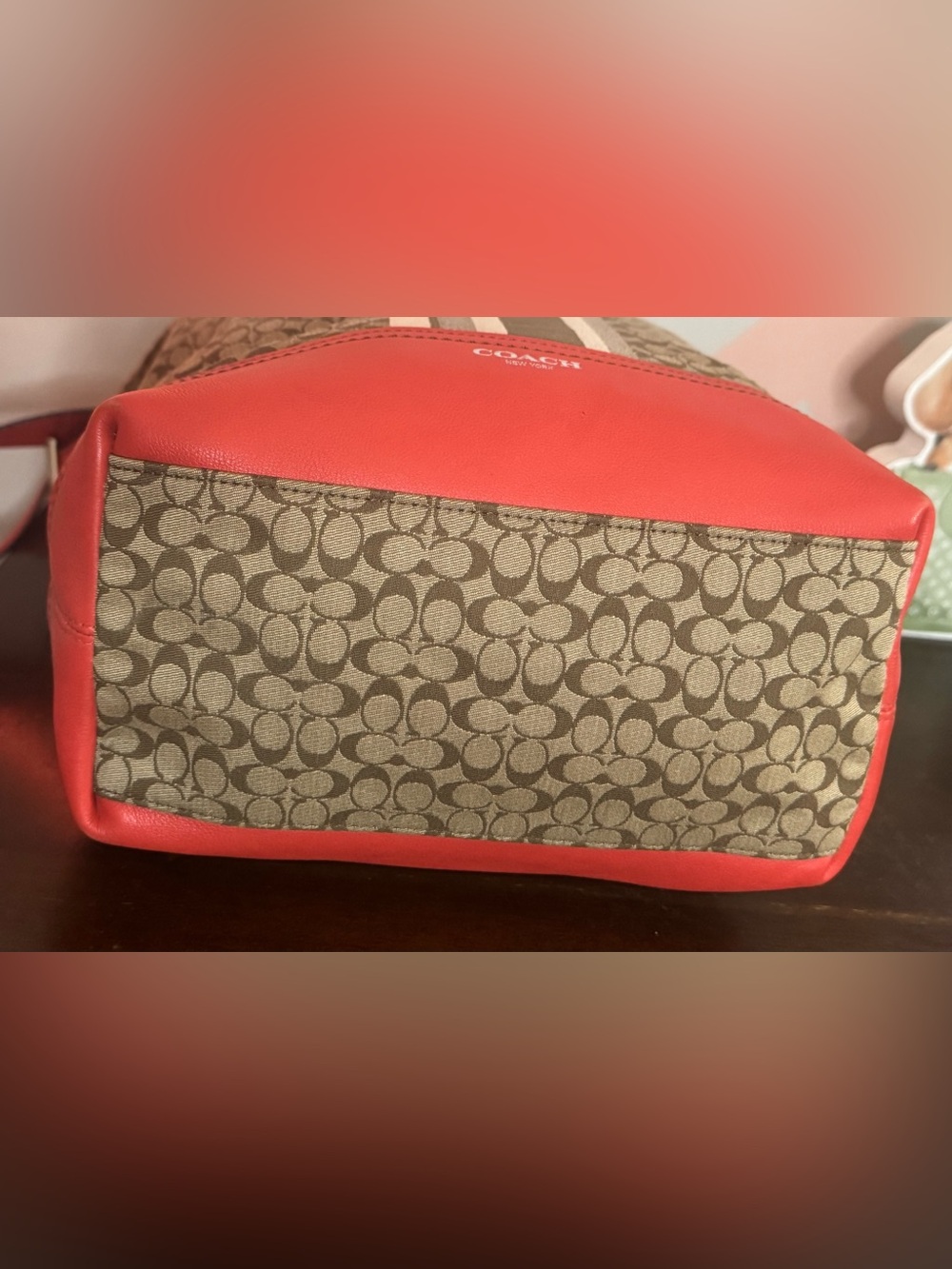 Coach Legacy Signature Stripe Duffle with Coral Trim and Tassels - Picture 12 of 12